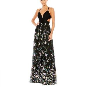 Mac Duggal Black Floral Maxi Dress
